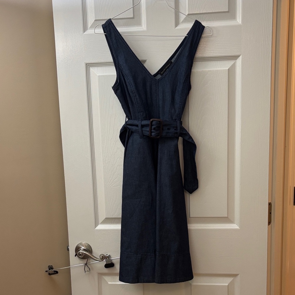 Banana Republic Petite Dark Chambray Blue Midi Dress with Belt
